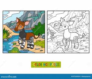 Книжка-раскраска, окапи иллюстрация вектора