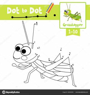 Делайте Развивающую Игру Книжку Раскраски Мультяшного Персонажа Грассхоппер Дошкольников Обучению Векторное изображение ©natchapohn 363535248