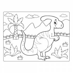 Раскраска Мультяшный Паразауролоф