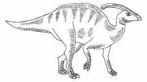 Эскиз динозавра паразауролоф палеонтологический символ древнее животное изолировано на белом фоне