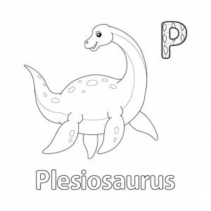 Плезиозавр алфавит динозавр abc раскраска страница p