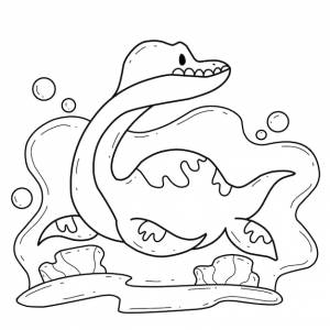 Алфавит раскраски животных изолирован на белом фоне векторный мультфильм динозавр плезиозавр