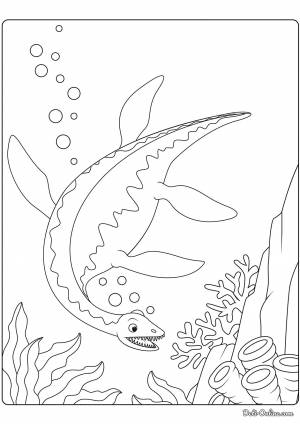 Раскраска Плезиозавр плывёт под водой
