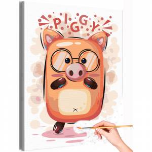 AAAA-Q0322 Забавная свинка Коллекция Cute animals Животные Смешная Поросенок Для детей Детские Для девочек Для мальчиков Раскраска картина по номерам на холсте недорого