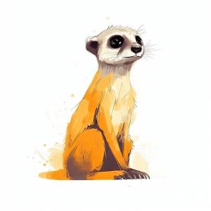 Очаровательный сурикат минималистский цифровой рисунок на белом фоне