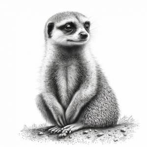 Реалистичный карандашный набросок милый сурикат рисунок животного ai generated