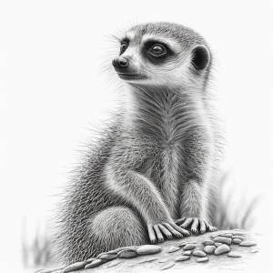 Реалистичный карандашный набросок милый сурикат рисунок животного ai generated