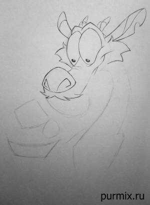 Как нарисовать дракона Мушу и сверчка Кри-ки из Мулан карандашом