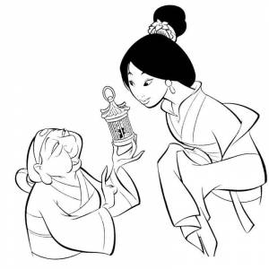 Раскраска Мулан и бабуля