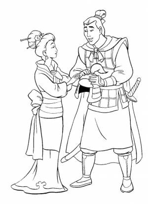 Раскраски Раскраска Фа мулан и ли шанг мулан