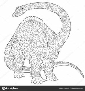 Zentangle brontosaurus dinosaur Векторное изображение ©Sybirko 144880261