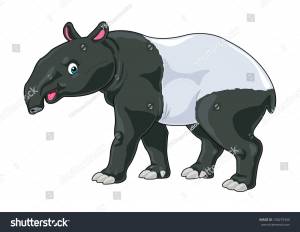 Malayan Tapir Cartoon Vector Illustration