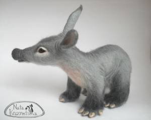 Needle Felted Aardvark by Natalia Kuznetsova of Moscow, Russia