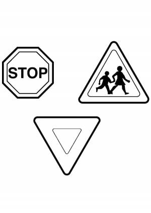 Раскраски знаки, Раскраска Дорожные знаки правила дорожного движения