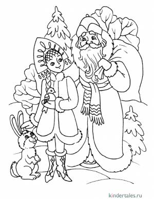 Дед Мороз и Снегурочка» раскраска для детей