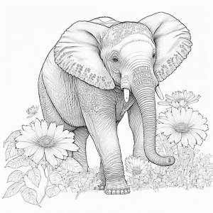 Раскраска слон черно-белая для раскраски