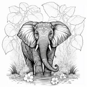 Раскраска слон черно-белая для раскраски