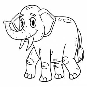 Слон животное изолированная страница раскраски для детей