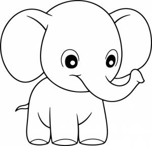 иллюстрация слона черно-белый контур книга-раскраска слона  страница для детей