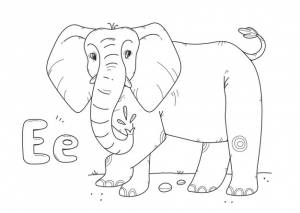 Слон раскраски с английскими большими и маленькими буквами e детский алфавит раскраски страницы