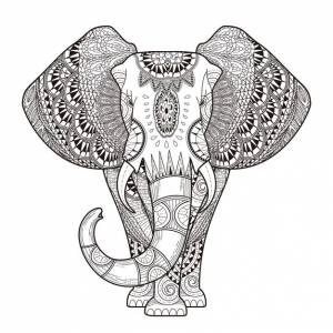Раскраска изящный слоник в изысканном стиле