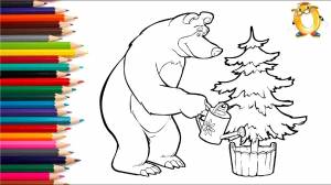 Раскраска для детей ГЕРОИ МУЛЬТИКА Маша и медведь
