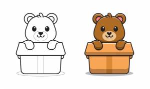 Раскраски для детей из мультфильмов милый медведь в коробке