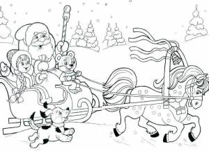 Раскраски снегурочка, Раскраска Дед мороз и снегурочка на санях дед мороз
