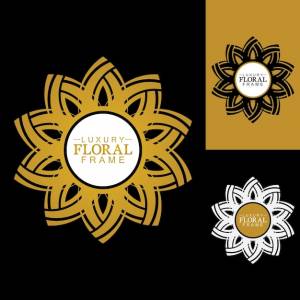 Золото роскошь круглый орнамент цветочный дизайн логотип золотой декоративный шаблон геральдическая эмблема бизнес графика мода знак