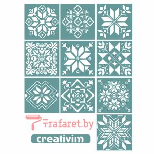 Набор клеевых трафаретов Белорусский орнамент, 10 х 10 см, 10 шт, многократного применения