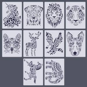 Рисунок трафареты животных для детей, 10 листов, шаблоны для рисования, для творчества, скрапбукинга