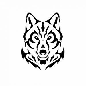 Племенной волк голова логотип дизайн татуировки трафарет векторные иллюстрации