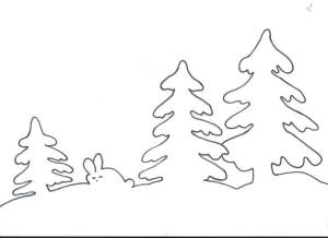 Картинки на окна елки и снег