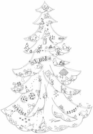 Большая новогодняя ёлка-раскраска 2017