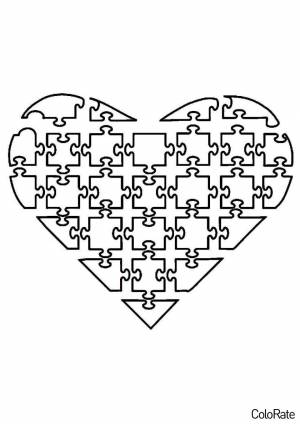 Трафарет Сердце-пазл для вырезания