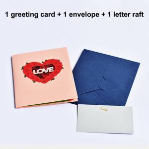 3D Сердце поздравительная открытка Роза шаблон подарок фотография приглашения