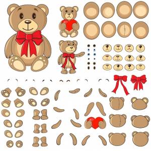 Аппликация, части тела медведя в векторе eps