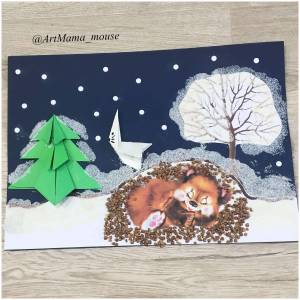 Аппликация Мишка в берлоге