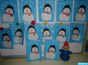 План занятия по аппликации «Снеговик»