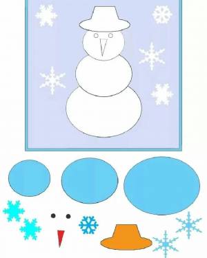 Открытка аппликация Снеговик