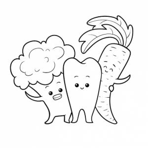 Книжка-раскраска для детей здоровый зуб и овощи