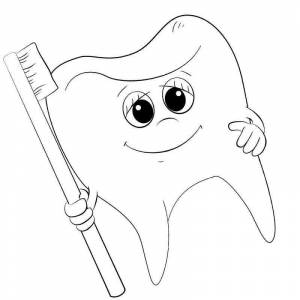 Раскраска зуб радуется чистке