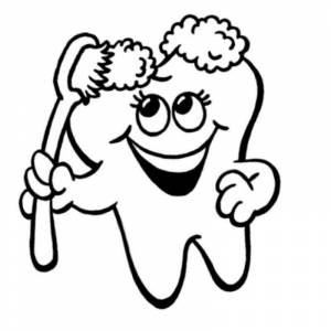 Раскраска зуб радуется чистке