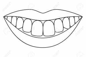 Line Art Black And White Healthy Smile