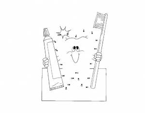 Раскраски Раскраска Зуб и зубная паста с щеткой дорисуй по образцу