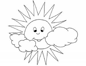 Раскраски Раскраска Солнце и облачка Солнце