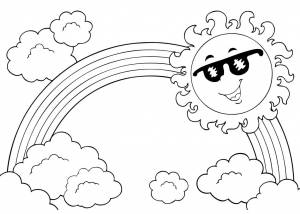 Раскраска солнце и Радуга для детей