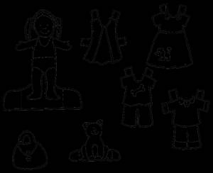Раскраска Одежда для куклы
