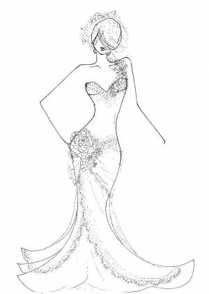 Раскраски дизайн, Раскраска Дизайнерское платье Платья