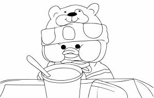 Раскраска Уточка Лалафанфан обедает